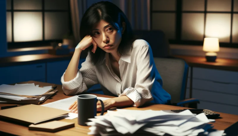 過労によって心身共に疲れている