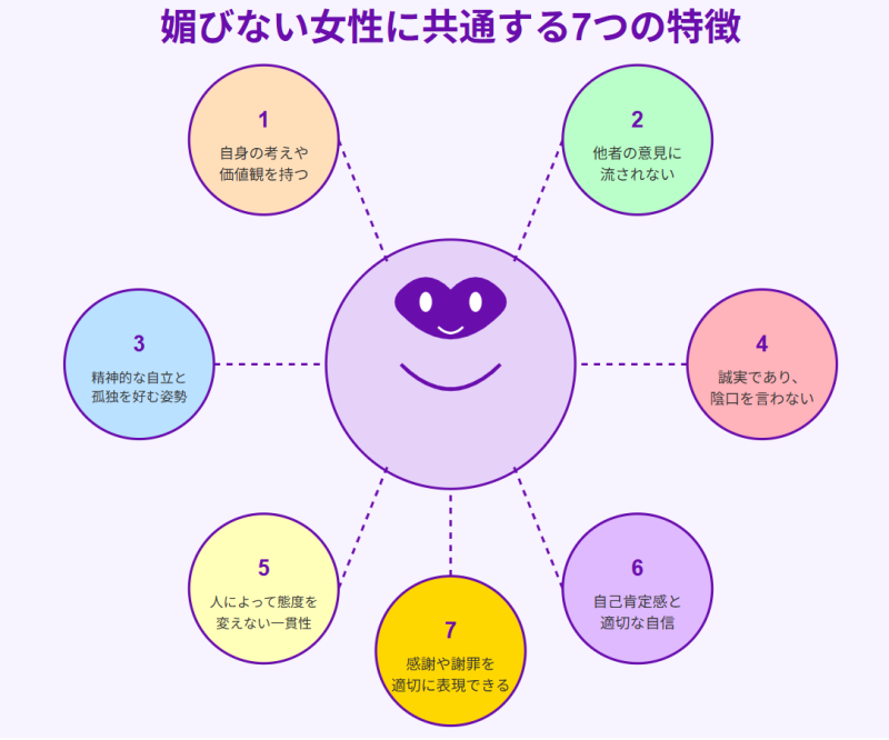媚びない女性に共通する７つの特徴　の図解