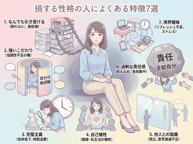 損する性格の人によくある特徴の図解