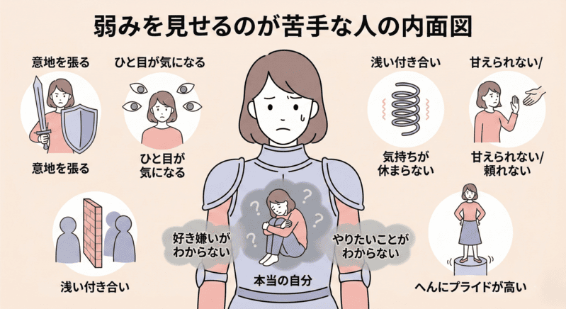 弱みを見せるのが苦手な人の内面図