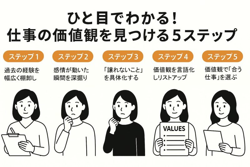 仕事の価値観を見つける方法:5ステップの図解