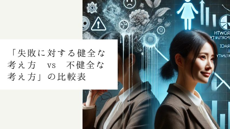 「失敗に対する健全な考え方 vs 不健全な考え方」の比較表