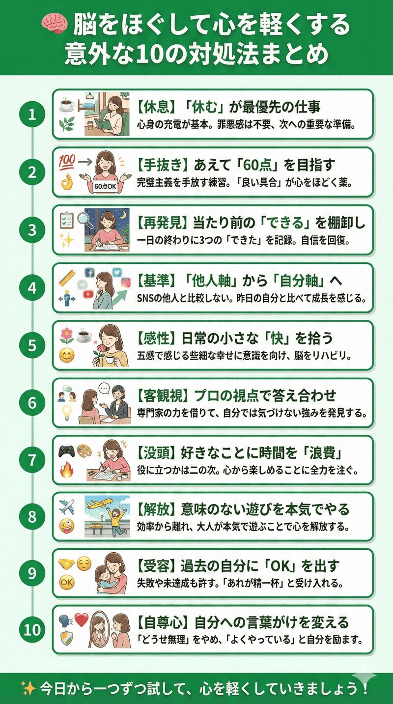 脳をほぐして心を軽くする意外な対処法まとめ の図解