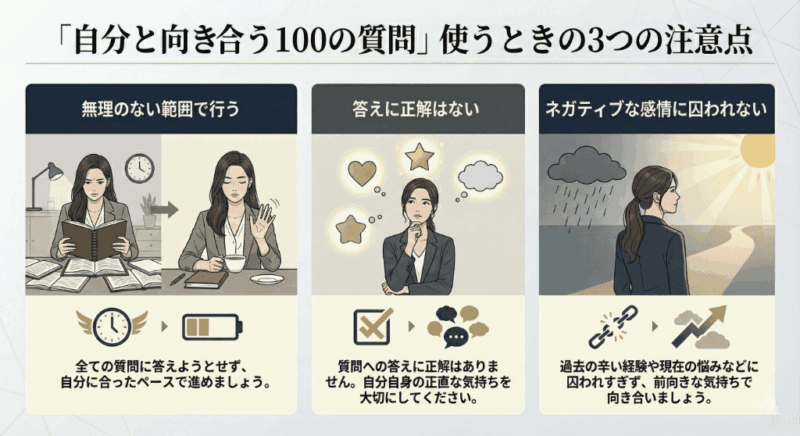 自分と向き合う100の質問集」を使うときの注意点
