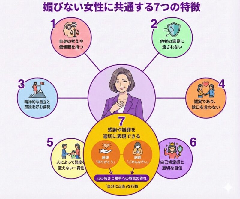 媚びない女性に共通する7つの特徴 の図解