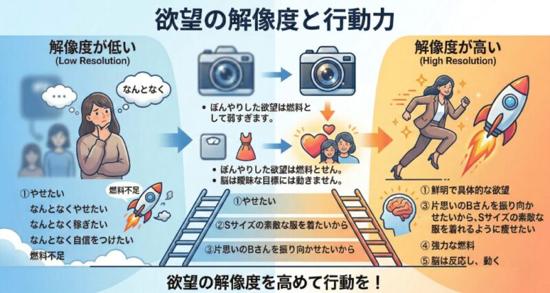 欲望の解像度が低いと人は動かない の図解